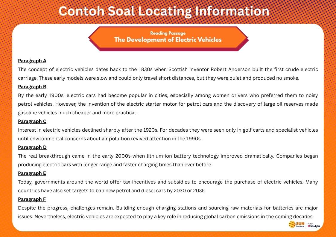 Contoh soal locating information IELTS Reading
