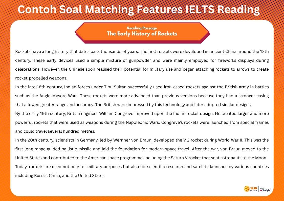 Contoh soal matching features IELTS Reading