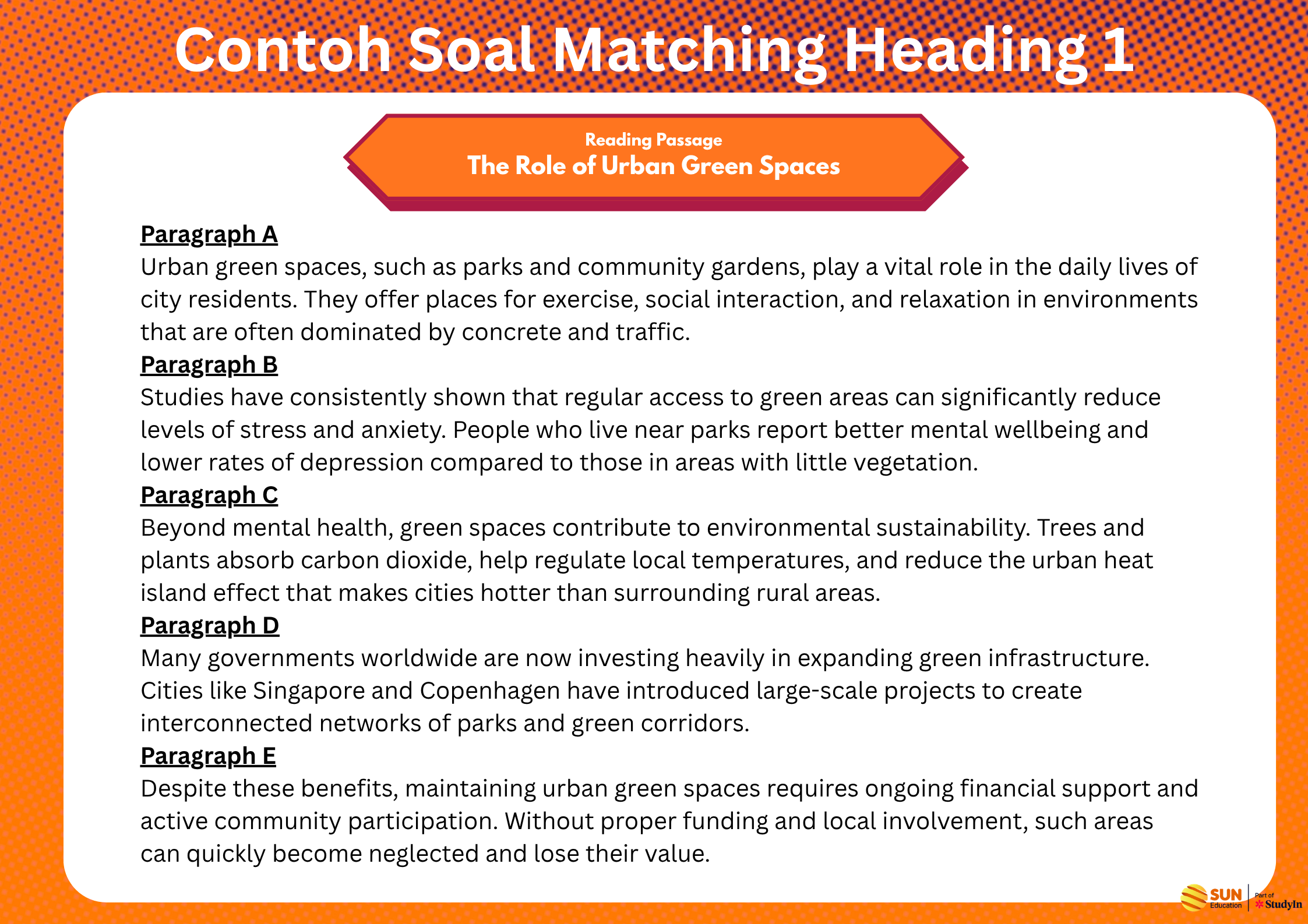 Soal Reading IELTS Matching Headings